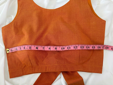 Ready To Wear Saree Blouse | Handwoven Cotton | Size 34 | Orange | Boat Neck | Free Shipping | Ships from California
